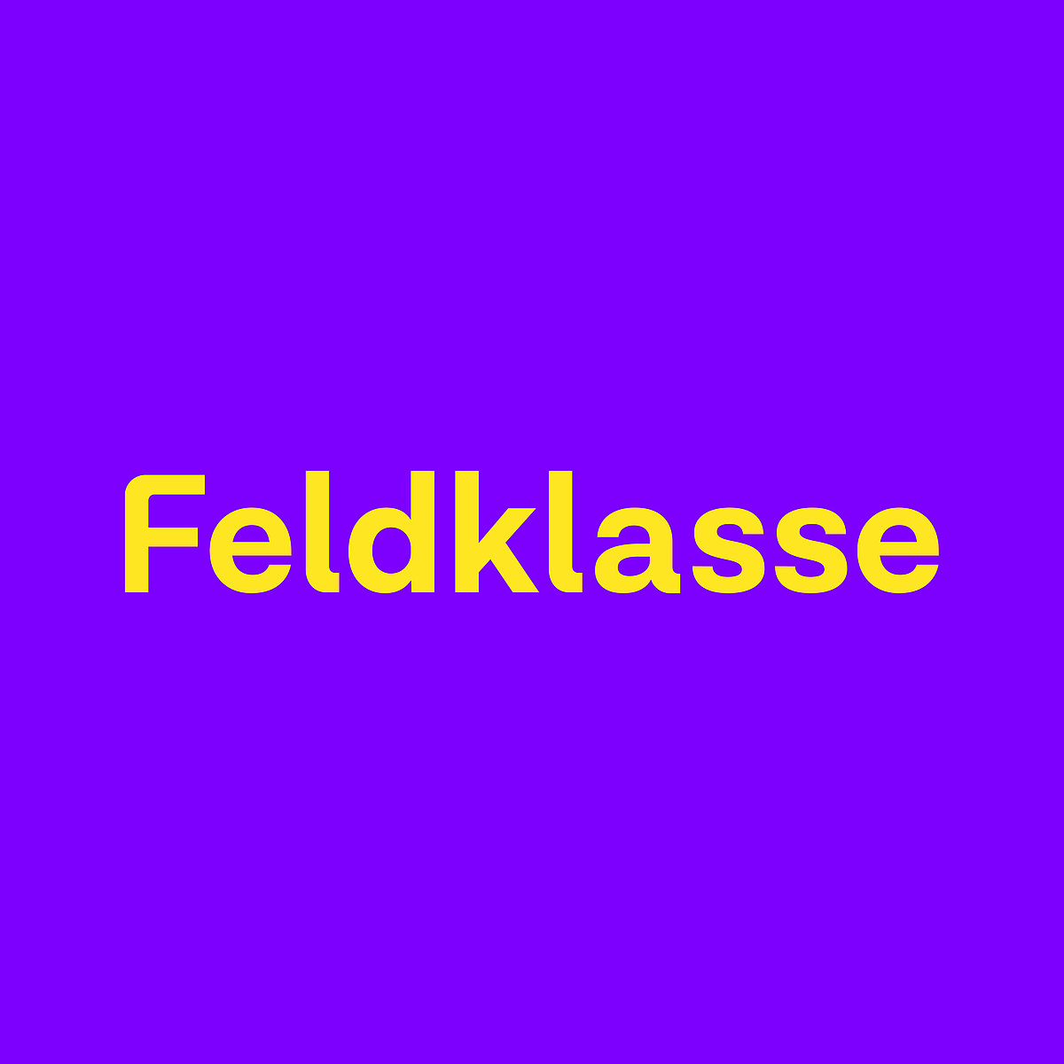 Nous nous sommes développés, et de même notre image de marque. Logo Feldklasse jaune sur fond violet
